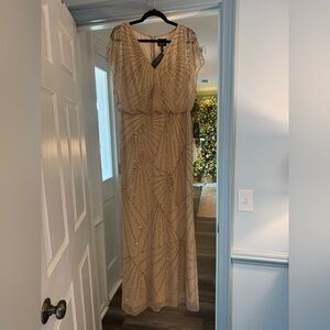 NWT Bead Blouson V-Neck Long Dress